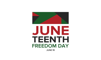 Juneteenth Independence Day. Freedom or Emancipation day. Annual american holiday, celebrated in June 19. African-American history and heritage. Poster, greeting card, banner and background. Vector