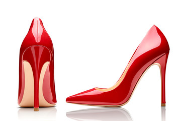 red high heel footwear fashion female style - obrazy, fototapety, plakaty
