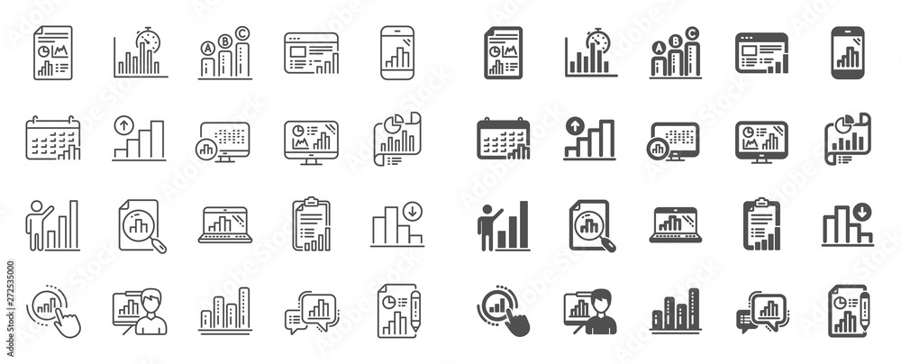 Aufkleber graph line icons. set of chart presentation, report, increase growth graph icons. analytics testing,
