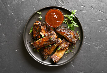 Spicy hot grilled spare ribs