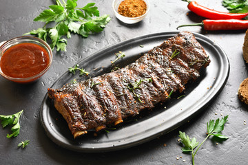 Spicy hot grilled spare ribs