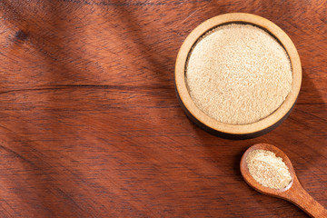Organic maca powder - Lepidium meyenii. Text space