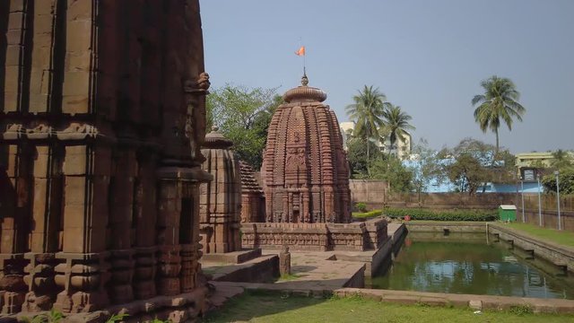 Bhubaneswar ancient stone carved temple complex, 4k 60p