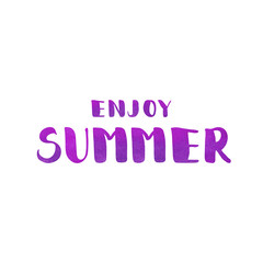 Watercolor lettering Enjoy summer with citrus pattern background.