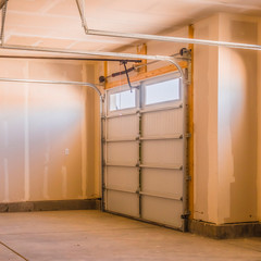 Square Interior of a garage under construction with unfinished walls