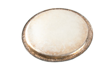 Vintage metal plate isolated on white background.