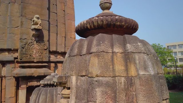 Bhubaneswar ancient stone carved temple complex, 4k 60p