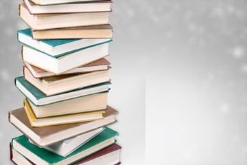 Collection of old books  on background