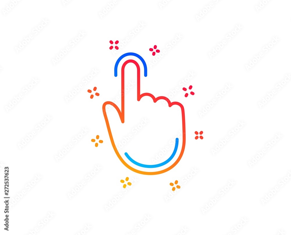 Poster hand click line icon. finger touch sign. cursor pointer symbol. gradient design elements. linear han
