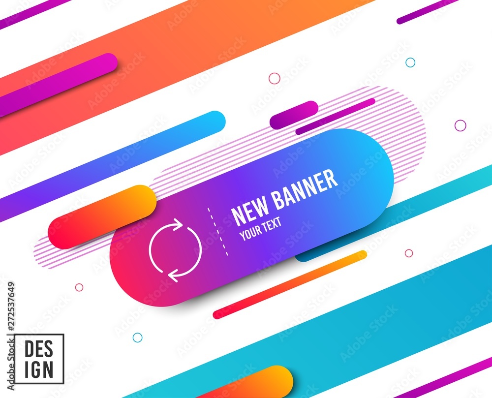 Poster refresh line icon. rotation arrow sign. reset or reload symbol. diagonal abstract banner. linear ful