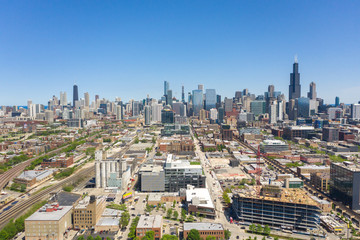 Fototapeta na wymiar Chicago buildings skyline downtown aerial