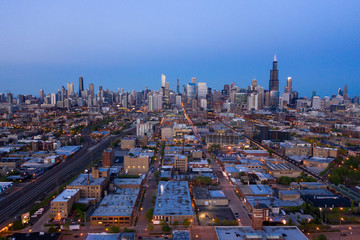 Chicago buildings skyline downtown aerial