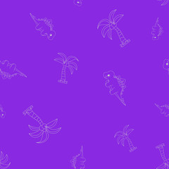 Stegosaurus and palm seamless pattern