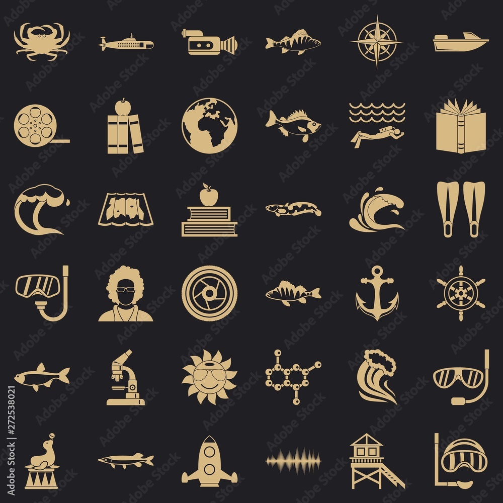 Poster open sea icons set. simple set of 36 open sea vector icons for web for any design