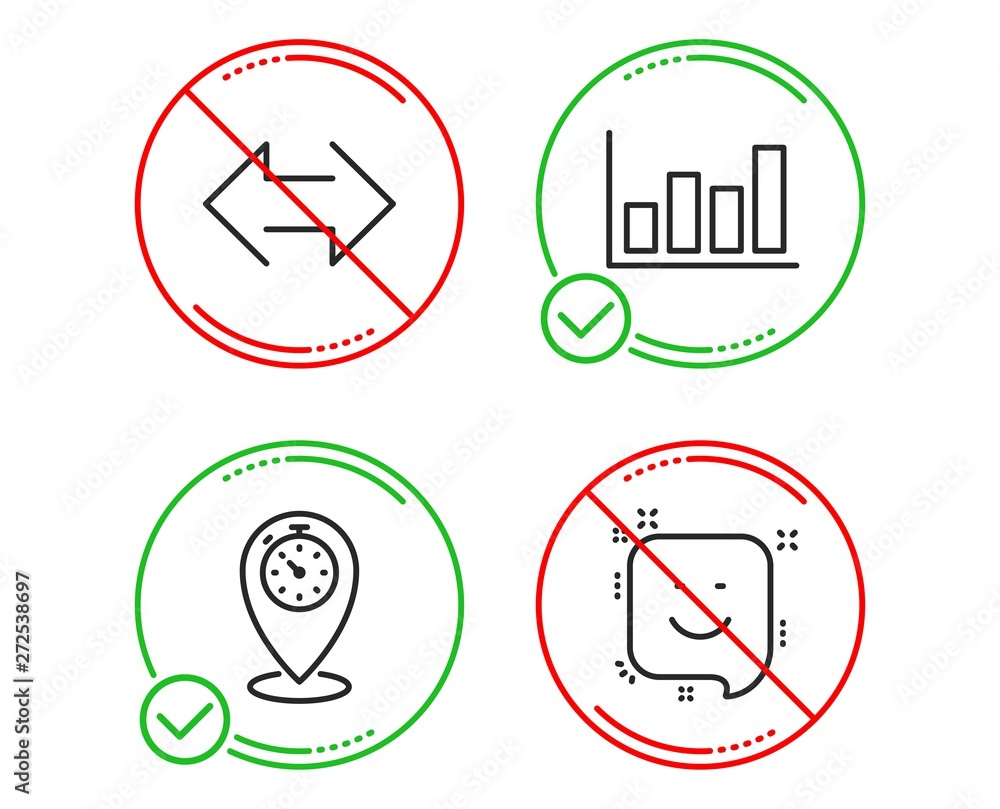 Poster do or stop. report diagram, timer and sync icons simple set. smile sign. financial market, location 