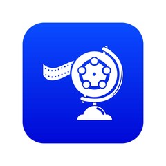 Reel film icon blue vector isolated on white background