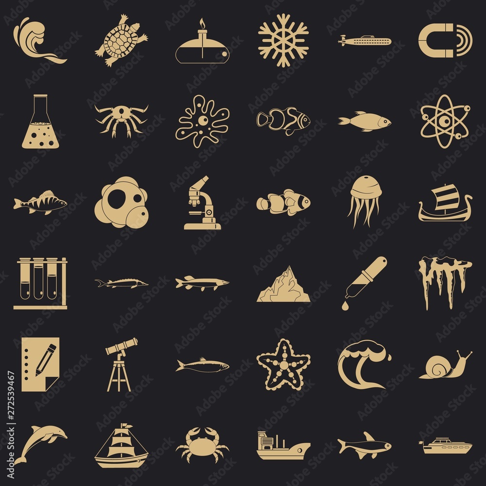 Poster navy department icons set. simple set of 36 navy department vector icons for web for any design