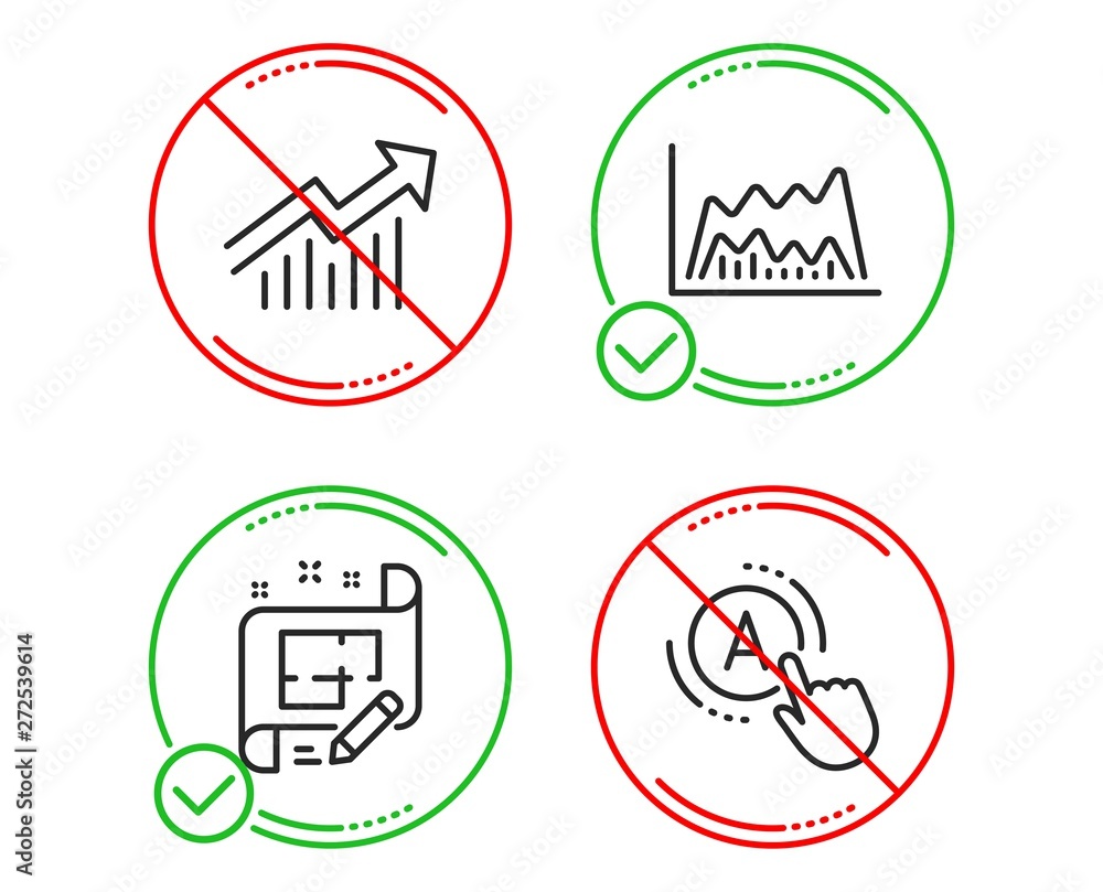 Poster do or stop. trade chart, demand curve and architect plan icons simple set. ab testing sign. market d