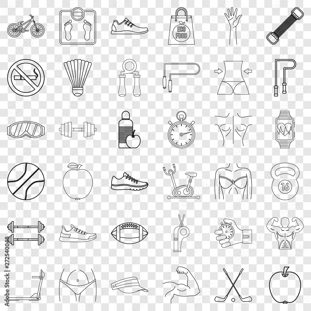 Poster healthy icons set. outline style of 36 healthy vector icons for web for any design
