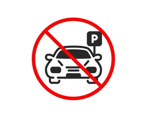 No or Stop. Car parking icon. Auto park sign. Transport place symbol. Prohibited ban stop symbol. No parking icon. Vector