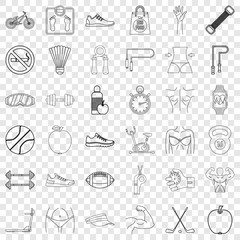 Healthy icons set. Outline style of 36 healthy vector icons for web for any design