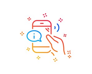 Call center service line icon. Phone support sign. Feedback info symbol. Gradient design elements. Linear call center icon. Random shapes. Vector