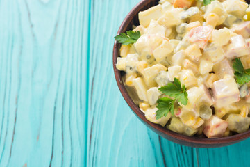 Traditional Mayonnaise Russian salad olivier