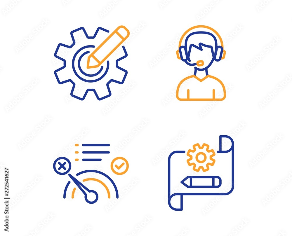 Poster no internet, consultant and cogwheel icons simple set. cogwheel blueprint sign. bandwidth meter, cal