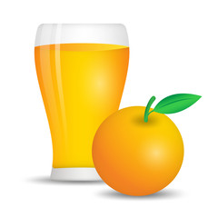 Orange juice with glass vector, web icon, sign, Design elements for business
