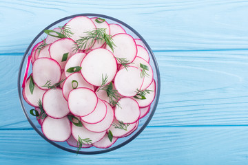 Healthy vegetarian radish salad