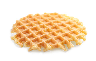 Delicious waffle for breakfast on white background