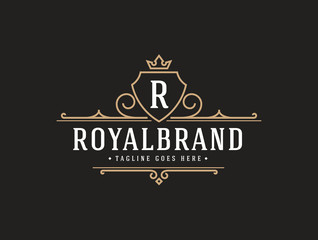 Luxury Logo template flourishes calligraphic elegant ornament lines. identity for Restaurant, Royalty, Boutique, Cafe, Hotel, Heraldic, Jewelry, Fashion and other vector illustration - Vector