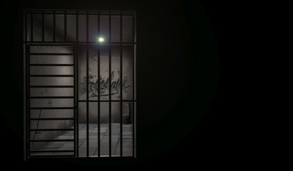 Illuminated Prison Cell Rendering with Copy Space 3D Rendering