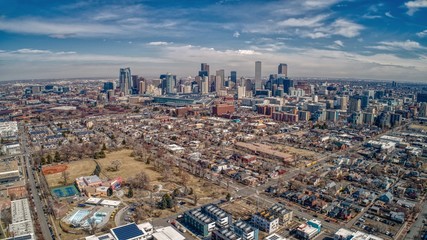 Aerial View of Denver, the Capital of Colorado and a Major US City - obrazy, fototapety, plakaty