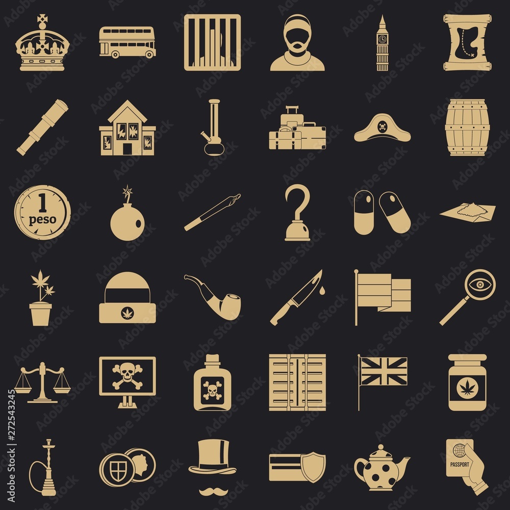 Poster assault icons set. simple set of 36 assault vector icons for web for any design