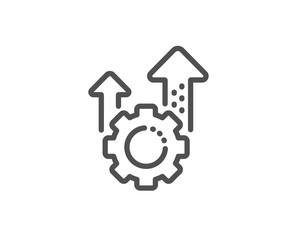 Seo gear line icon. Settings cogwheel sign. Traffic management symbol. Quality design element. Linear style seo gear icon. Editable stroke. Vector