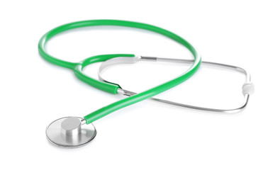 Stethoscope on white background. Professional medical device