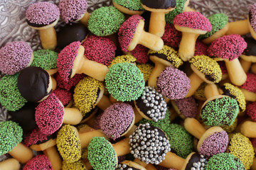 Mixed Christmas cookies, Colorful mix of Christmas-themed decorated cookies 