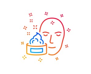 Face cream line icon. Skin care lotion sign. Cosmetics symbol. Gradient design elements. Linear face cream icon. Random shapes. Vector