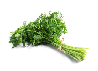 Bunch of fresh parsley isolated on white