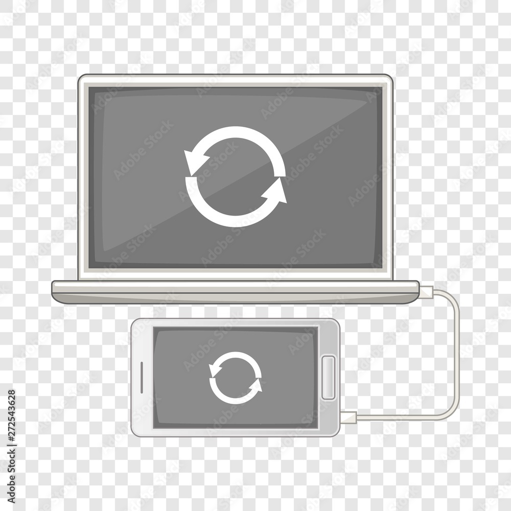 Poster devices synchronization icon. cartoon illustration of devices synchronization vector icon for web de