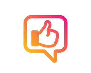 Like icon. Thumbs up sign. Positive feedback, social media symbol. Classic flat style. Gradient like icon. Vector