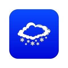 Cloud snowflake icon blue vector isolated on white background