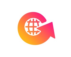 Global business icon. Share arrow sign. World globe symbol. Classic flat style. Gradient world globe icon. Vector