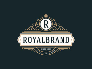 Luxury Logo template flourishes calligraphic elegant ornament lines. identity for Restaurant, Royalty, Boutique, Cafe, Hotel, Heraldic, Jewelry, Fashion and other vector illustration - Vector
