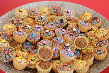 Mixed Christmas cookies, Colorful mix of Christmas-themed decorated cookies 
