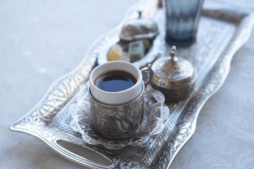 traditional drink black aromatic coffee i