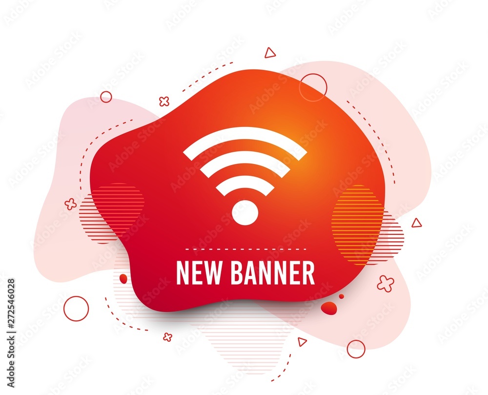 Poster fluid badge. wifi sign. wi-fi symbol. wireless network icon. wifi zone. abstract shape. gradient wif