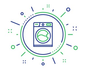 Washing machine line icon. Cleaning service symbol. Laundry sign. Quality design elements. Technology washing machine button. Editable stroke. Vector