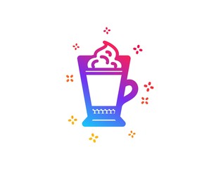 Latte coffee with Whipped cream icon. Hot drink sign. Beverage symbol. Dynamic shapes. Gradient design latte coffee icon. Classic style. Vector